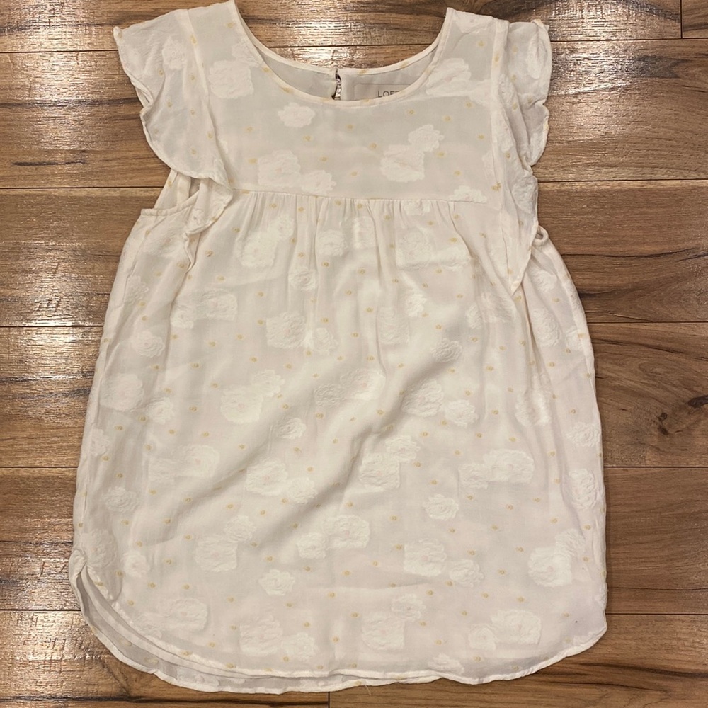 Loft XS Off-white sleeveless Blouse with Floral Detail